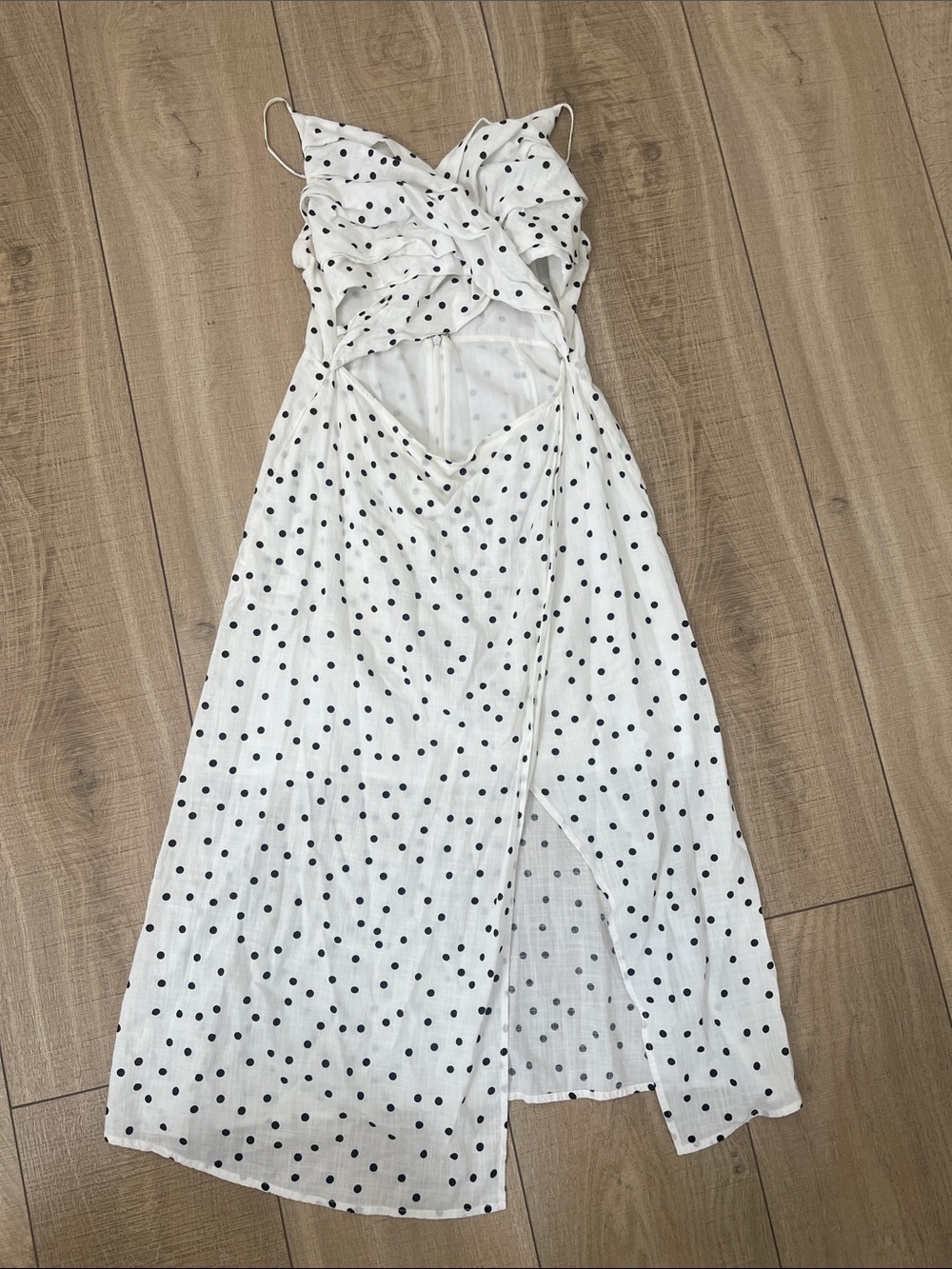 Lush White Black Polka Dot Maxi Dress Size Large